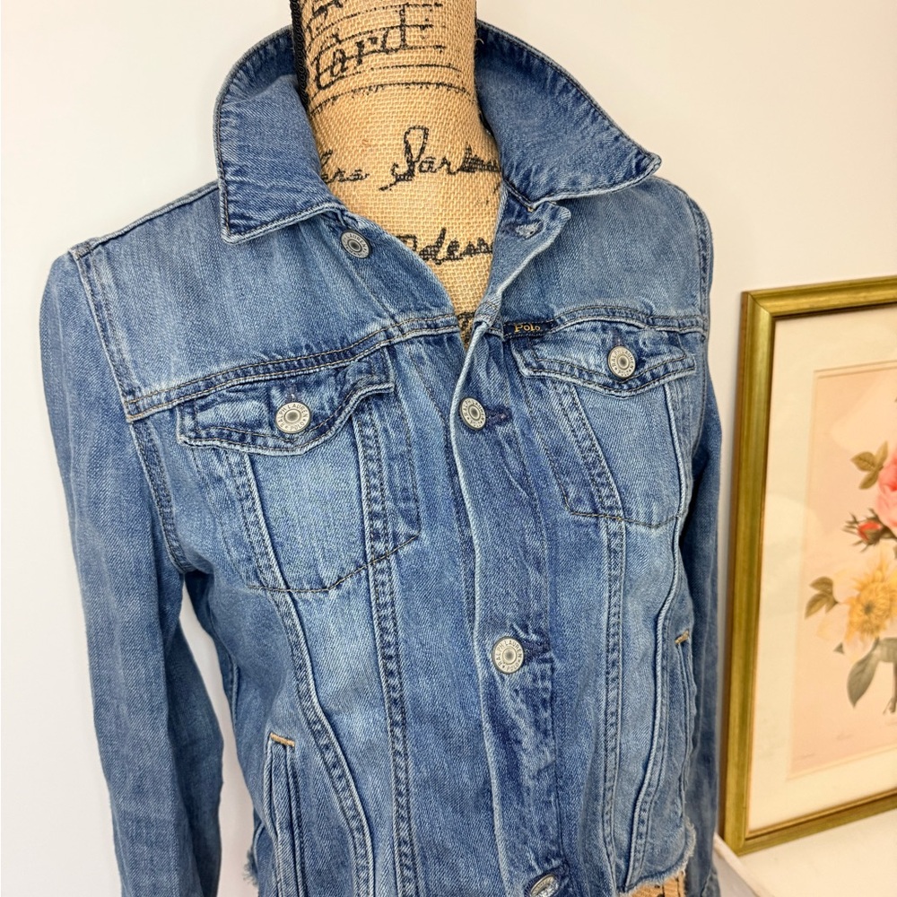 Ralph Lauren POLO Signature Logo Trucker Jean Jacket Size 16 Junior - Picture 6 of 16